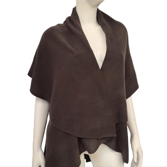 LOOK Taupe Brown Sleeveless Drape Cardigan One Size - Picture 2 of 4
